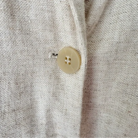 Zara Linen Blend Cream Tan Rustic Oversized Long Blazer Jacket - Picture 5 of 10